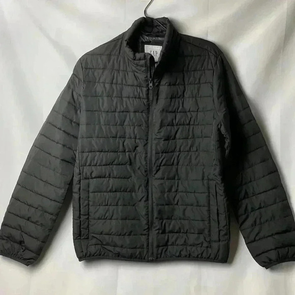 GAP SIZE MEDIUM UNISEX QUILTED JACKET BLACK WIND PROOF WATER PROOF ZIP FRONT - Picture 1 of 10